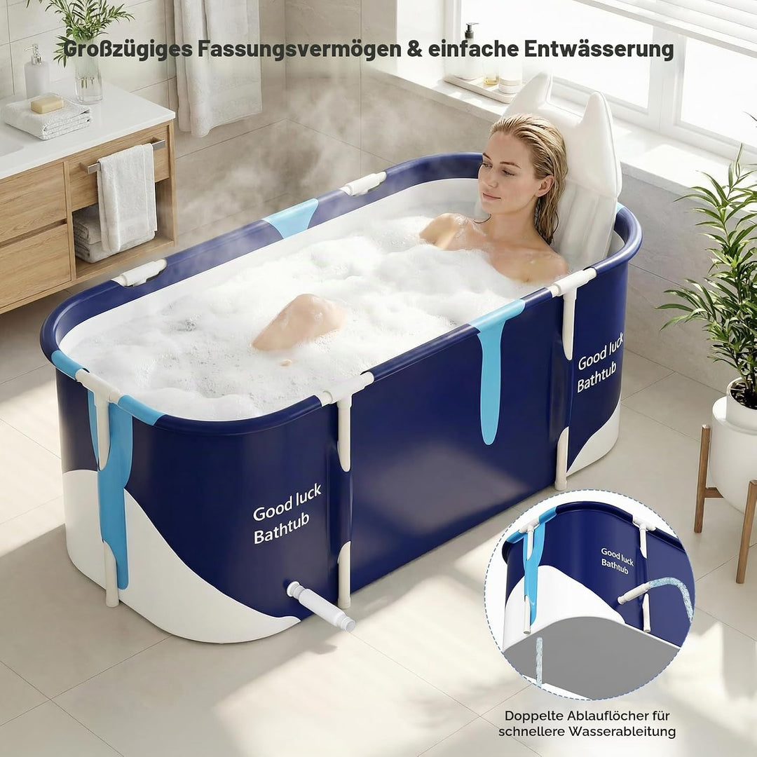 Tragbare Faltbare Badewanne für Erwachsene, 5-lagige Verbundstruktur, stabiler Metallrahmen,Doppelte