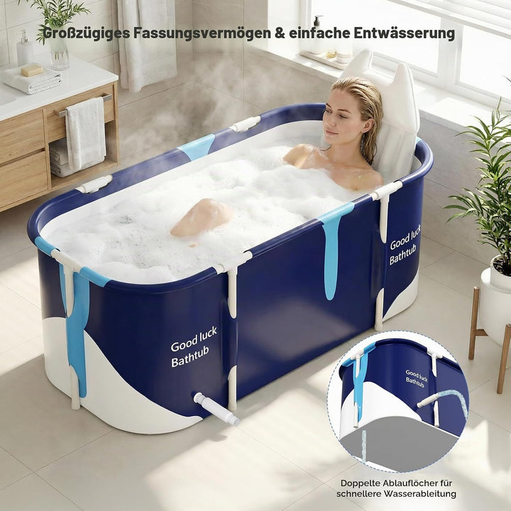Tragbare Faltbare Badewanne für Erwachsene, 5-lagige Verbundstruktur, stabiler Metallrahmen,Doppelte