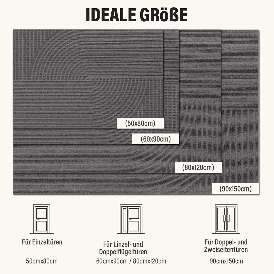 Schmutzfangmatte Innen Aussen 80x120cm, Fussmatte haustür-Schwarz Grau 80cmx120cm, Grau 80cmx120cm