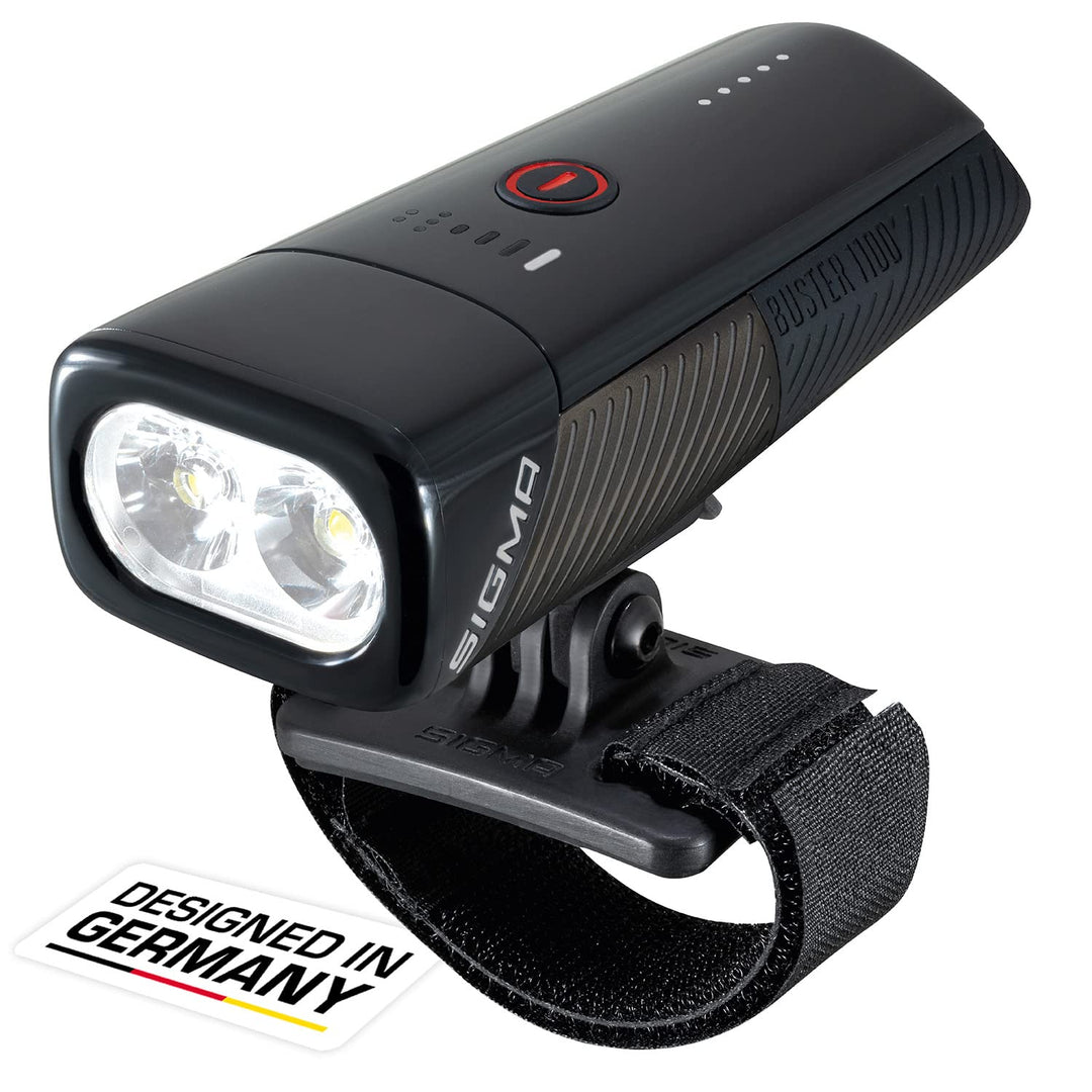 Sigma Sport – Buster 1100 | Fahrradbeleuchtung vorne mit 1100 Lumen | Wiederaufladbare Helmleuchte m