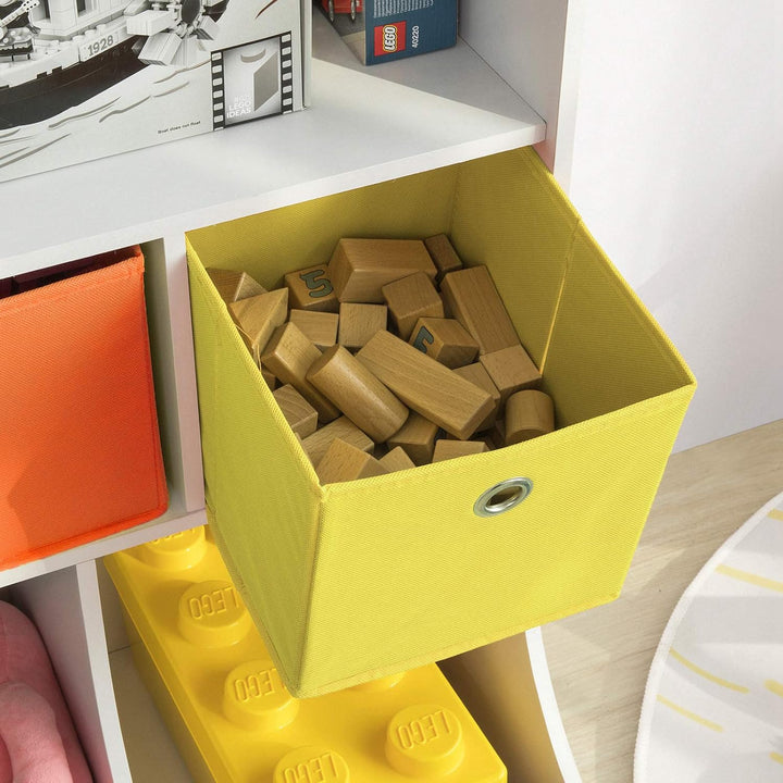 SoBuy KMB26-W Kinder Bücherregal Kinderregal mit 5 Ablagefächern und 3 Stoffboxen Spielzeugregal Auf
