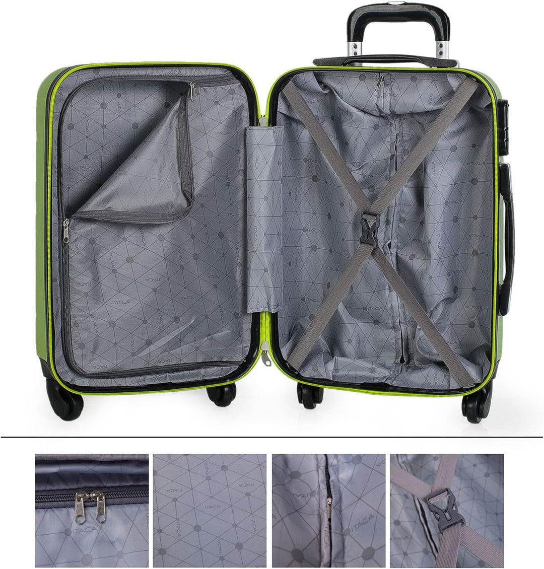 ITACA - Trolley Handgepäck Cabin Trolley Koffer Reisekoffer Hartschalenkoffer mit Zahlenschloss - Ka