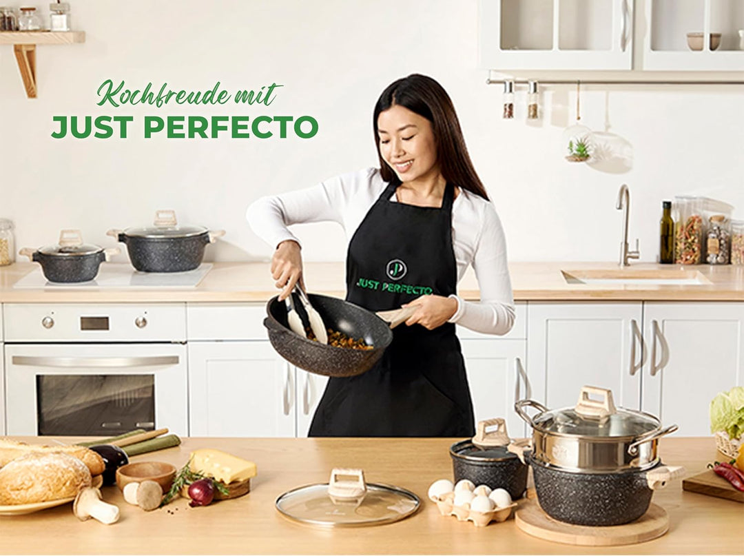 JUST PERFECTO Induktions Töpfe Set 15 pcs - Pfannenset mit deckel - Induktions Töpfe Set - töpfe & p