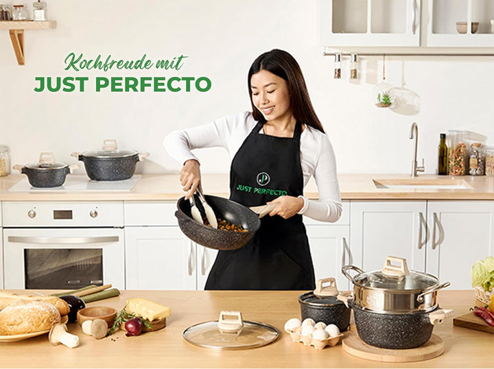 JUST PERFECTO Induktions Töpfe Set 15 pcs - Pfannenset mit deckel - Induktions Töpfe Set - töpfe & p