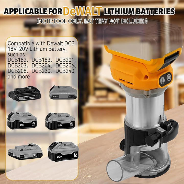 Kabelloser Handfräser für DeWalt 20 V Akku, 21 V 800 W Handflächenfräser für Holzbearbeitung, Handka