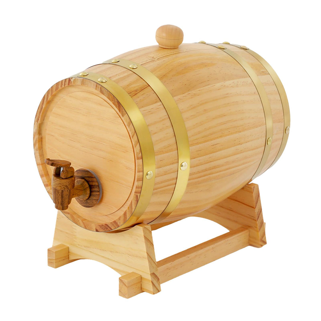 3L Holzfass Weinfass Whiskyfass aus Kiefernholz Kiefernweinfass Schnapsfass mit Bock & Zapfhahn für