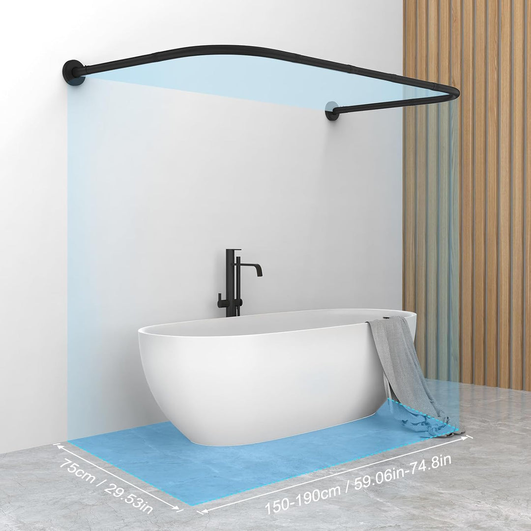Misounda Duschvorhangstange U/L Form 75×(150-190)×75 cm - Duschstange für Duschvorhang Badewanne Eck