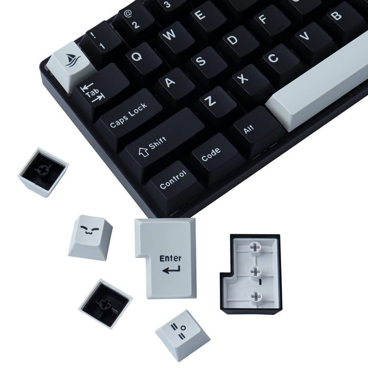 Hyekic Keycaps 173 Tasten Schwarze und Weisse Tastenkappen Double-Shot ABS Cherry Profil Custom Keyc