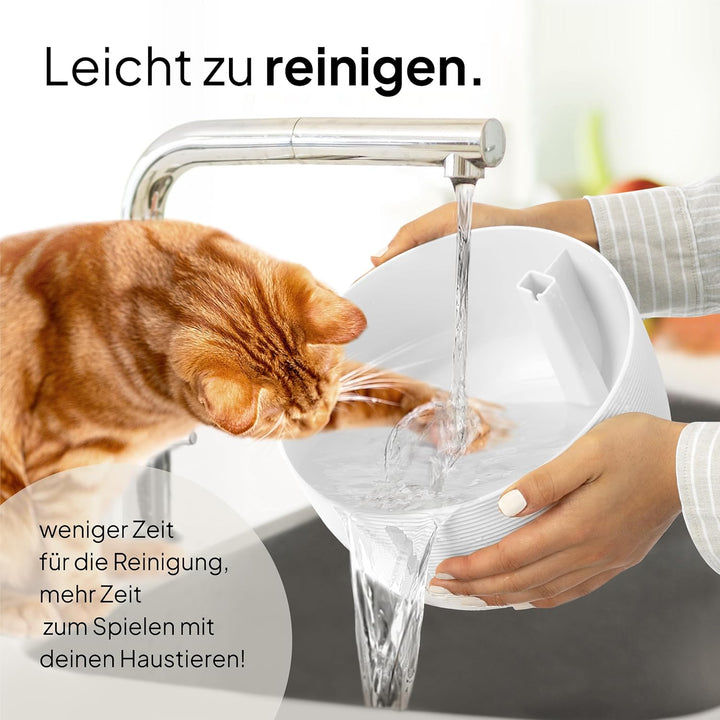 Pretty Paw© Katzenbrunnen [NEUEINFÜHRUNG] Super leiser, BPA-freier 2.5L Trinkbrunnen für Katze mit L
