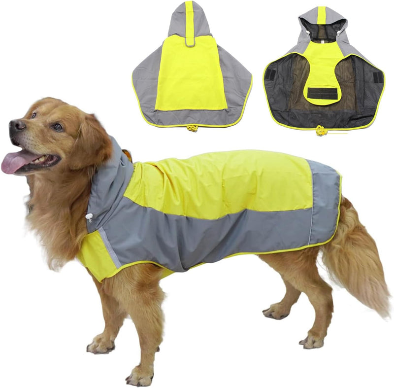 PETCUTE Hunderegenmantel,Wasserdichter Hundemantel mit Kapuze und Reflektierender Streifen,Atmungsak
