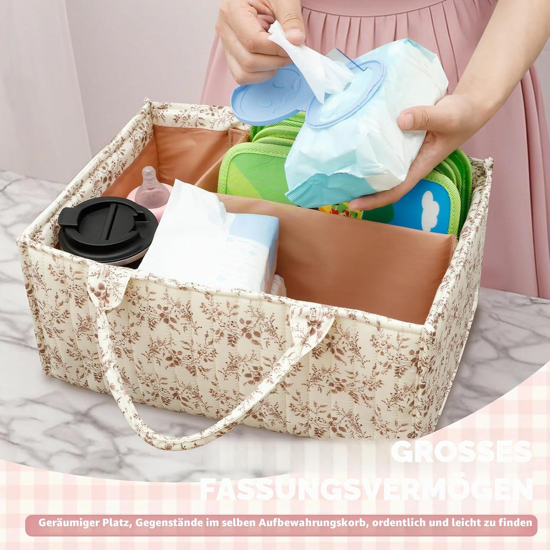 Blumen Wickeltisch Organizer,Tragbarer Wickelorganizer mit verstellbaren Trennwänden und handhaben,B