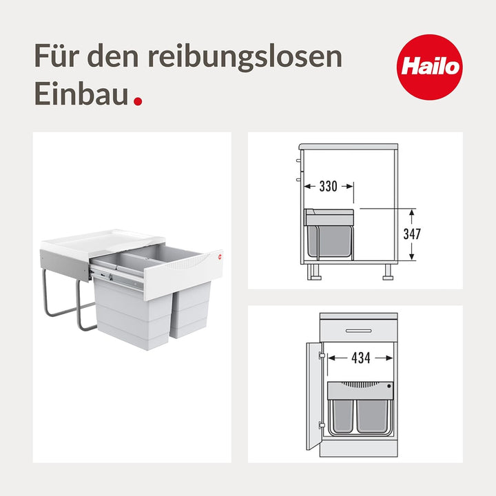 Hailo TR Swing 3644701 Rubbish Bin 50.2/30 for Cabinets from 500 mm with Hinged Door,