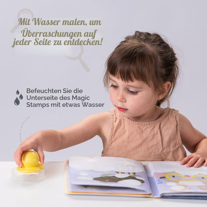 Taf Toys 13465 - Magisches Wasserbuch für Kinder – Mit Wasserstempel, Wird lebendig beim Befeuchten
