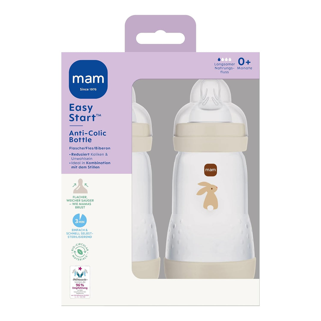 MAM Easy Start Anti-Colic Babyflasche | 0+ Monate | Testsieger | Milchflasche für Neugeborene | Weni