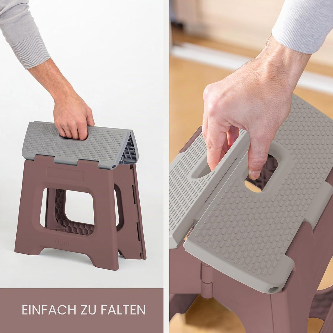 Vigar Klapphocker, Braun, 27 cm Braun und Grau 27 cm, 1-Step, Braun und Grau 27 cm, 1-Step