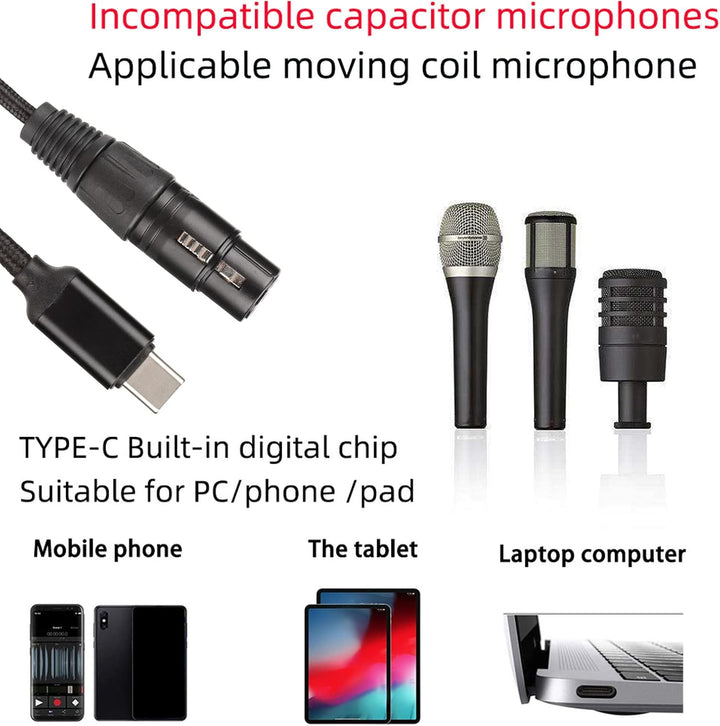 XLR auf USB C, USB-C-Mikrofonkabel, XLR-Buchse auf USB-C-Mikrofon-Audioadapter, USB-C-Mikrofonkabel(