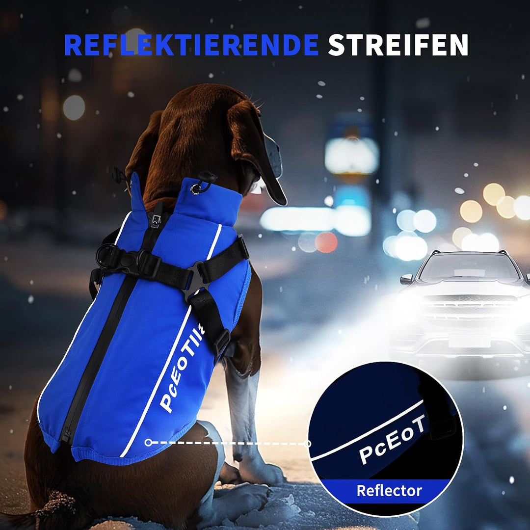PcEoTllar Wasserdichter Hundemantel für kleine Hunde, warme reflektierende Jacke mit Geschirr für de