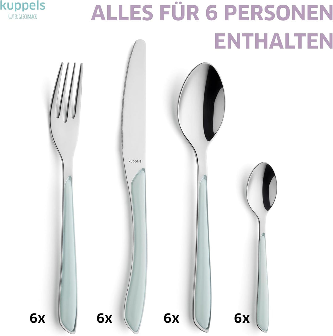 Kuppels Prisma Besteck Set für 6 Personen aus Edelstahl poliert | Besteckset 24-teilig | Hochwertige