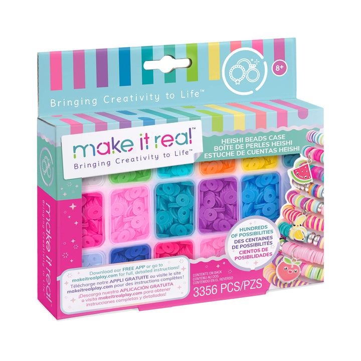 Make It Real – Heishi Freundschaftshalskette und Armband Perlen mit Aufbewahrungsbox – Schmuckset fü