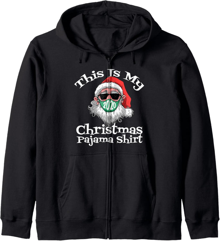 Weihnachtsmann mit Gesichtsmaske Weihnachten 2020 Kapuzenjacke