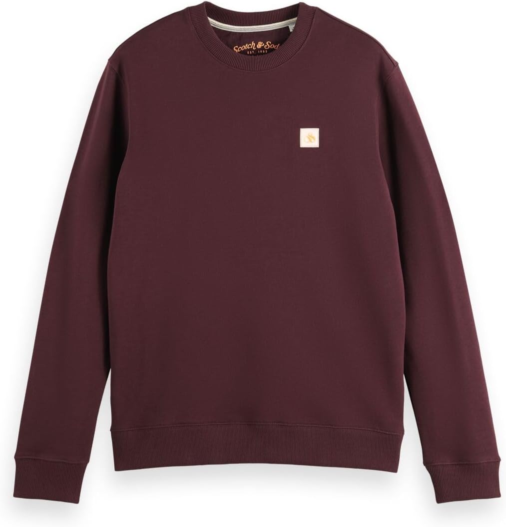 Scotch & Soda Herren Regular Fit Logo Badge Organic Cotton Sweatshirt, Berry Wine 6637
