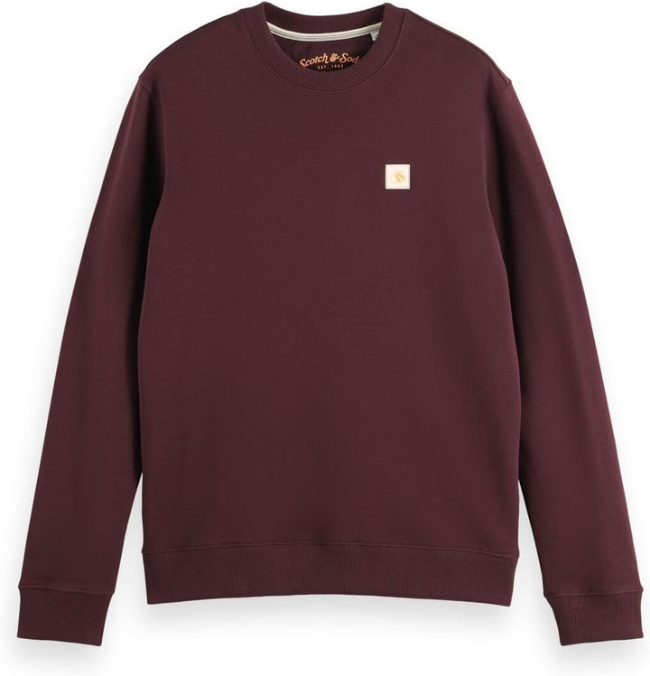 Scotch & Soda Herren Regular Fit Logo Badge Organic Cotton Sweatshirt, Berry Wine 6637