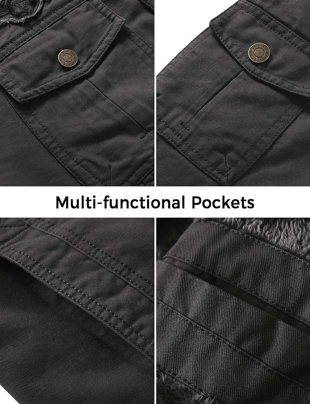 WenVen Herren Klassisch übergangsjacke Winter Warme Jacke Lässige Outdoor Winddichter Mäntel Verdick