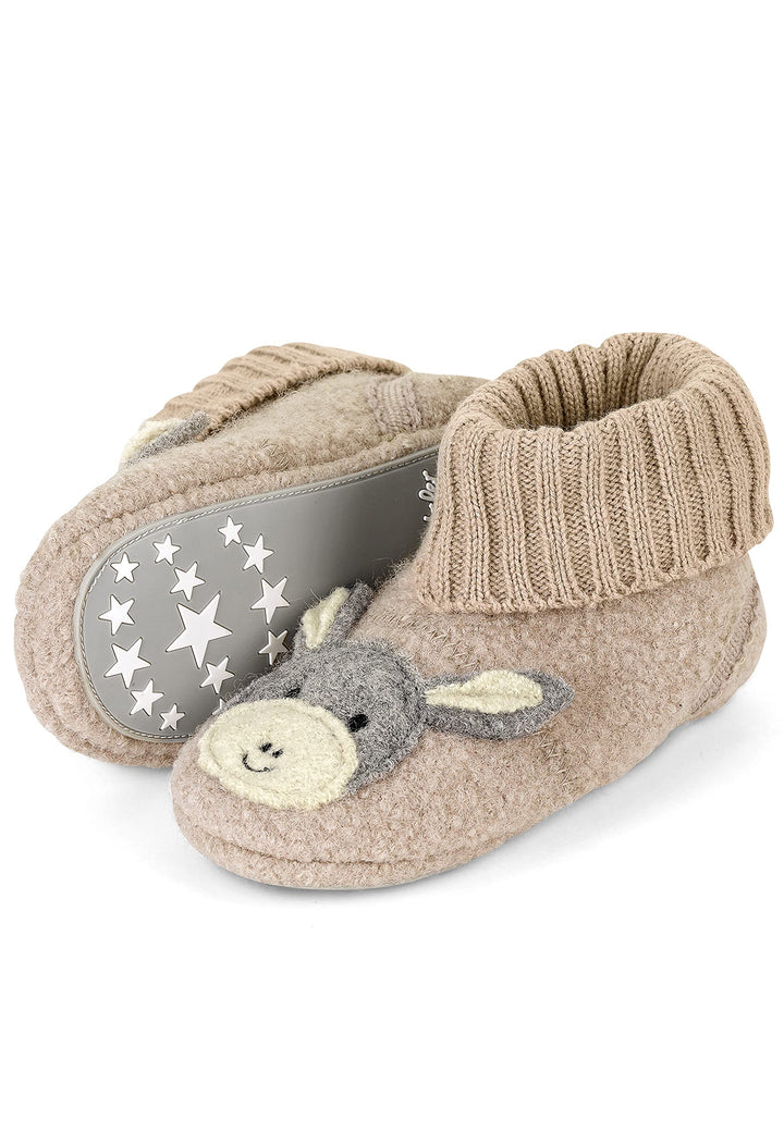 Sterntaler Unisex Kinder Hausschuhe Baby Hausschuh Filz Esel Emmi 18 EU Beige, 18 EU Beige