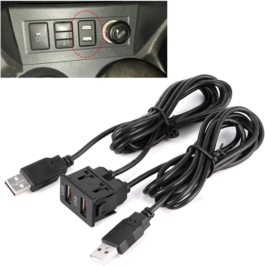 KIMISS Auto USB-Verlängerungskabel mit Dual-USB-Anschlüssen,1,5 M Dual-USB-Armaturenbrett-Kabeladapt