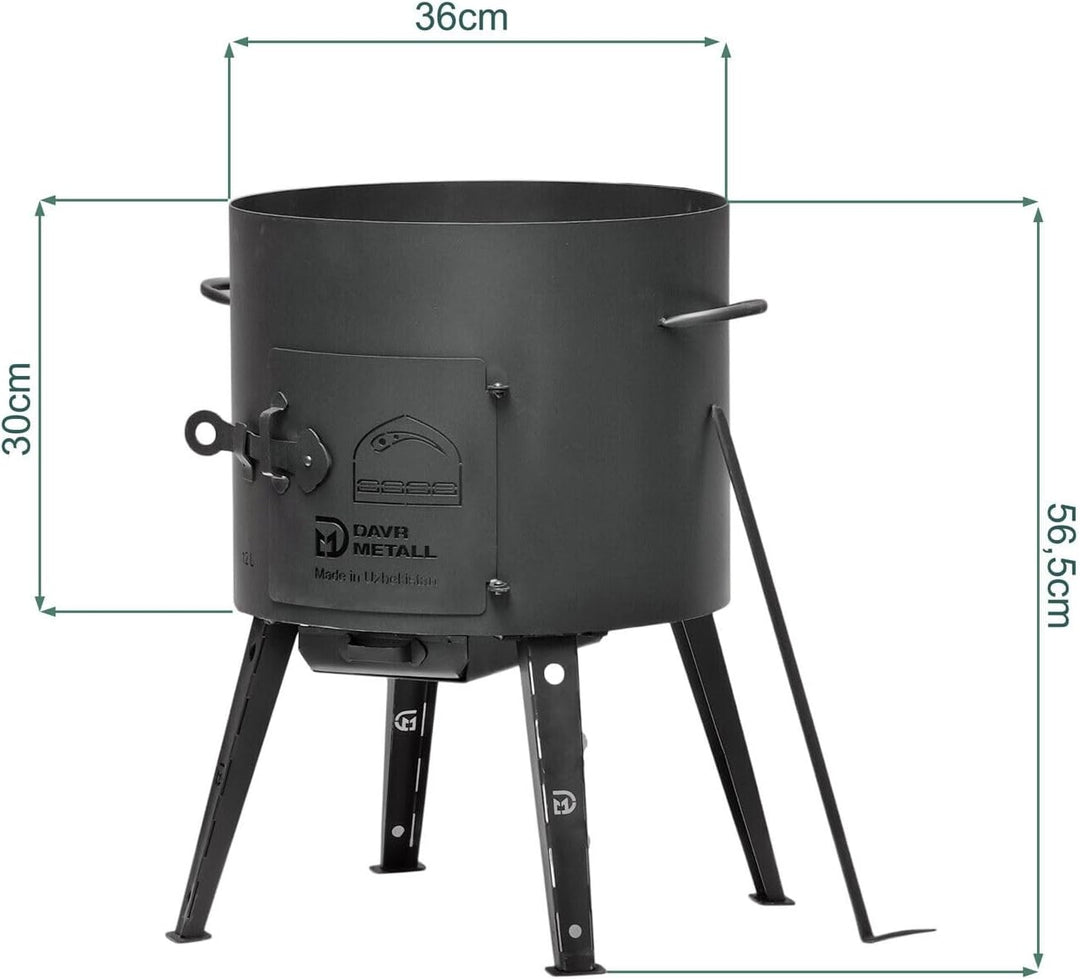 Ø36 Uchag 2mm stahl Utschak Feuerstelle Utschag Campingofen 12L Kazan WOK Kasan (Runder boden) Feldk