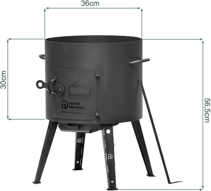 Ø36 Uchag 2mm stahl Utschak Feuerstelle Utschag Campingofen 12L Kazan WOK Kasan (Runder boden) Feldk