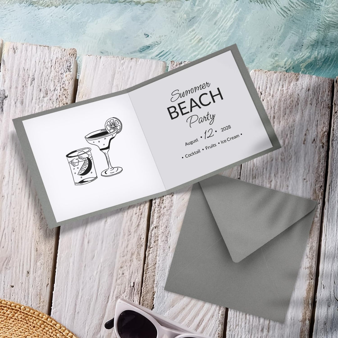 75x Quadratisches Falt-Karten Set - 15 x 15 cm - mit Brief-Umschlägen & Einlegeblättern - Graphit -