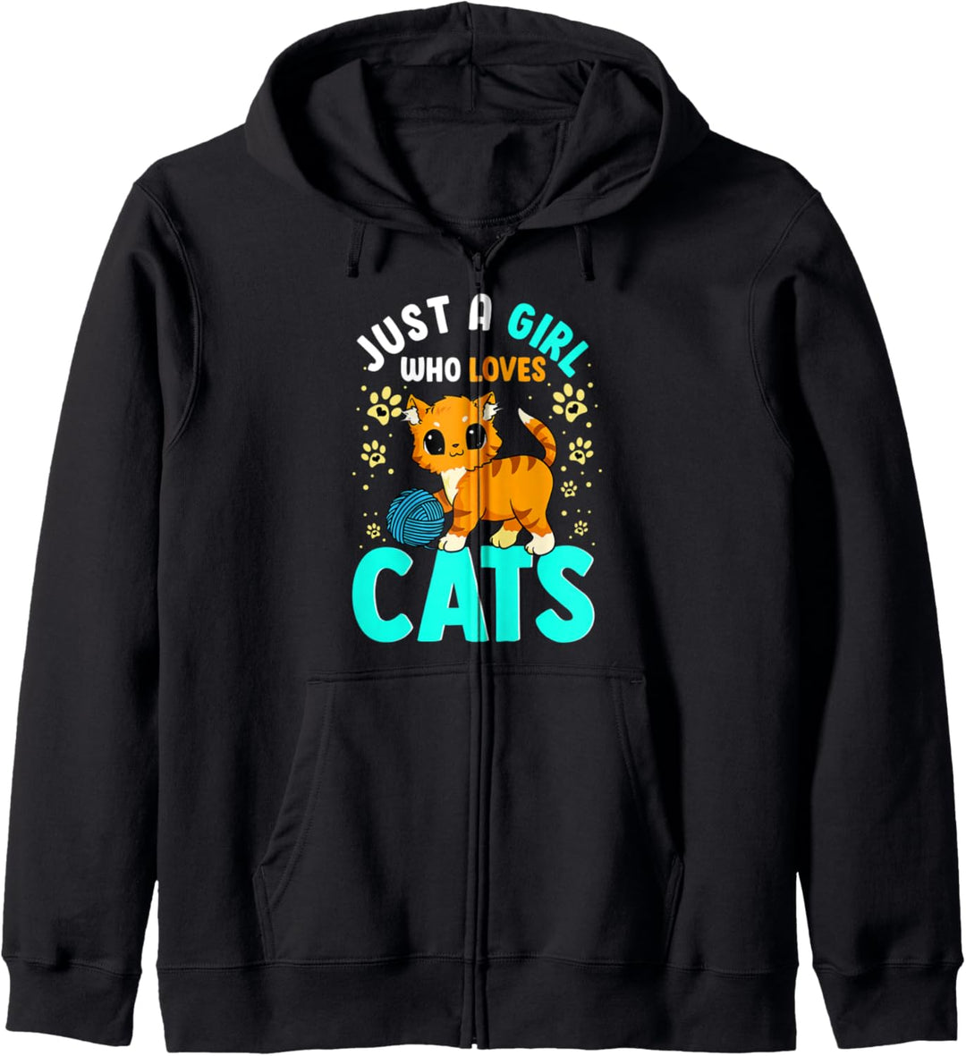 Just A Girl Who Loves Cats Kids Girls Funny Paws Cat Lovers Kapuzenjacke