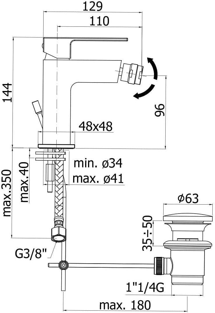 Einhandmischer für Bidet BMD P30, Chrom