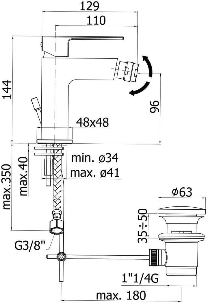 Einhandmischer für Bidet BMD P30, Chrom