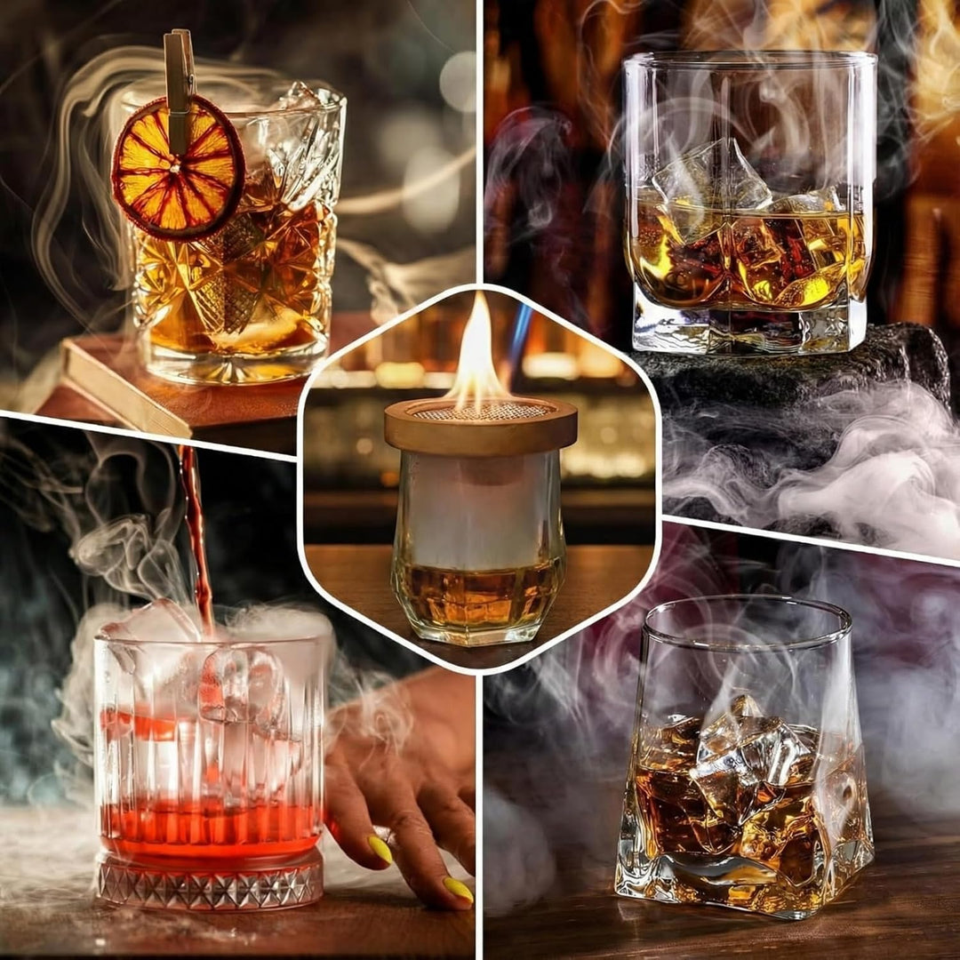 Cocktail Räucher-Set – Whisky Räuchersystem mit 8 Holzsorten &amp; Zubehör – Flygragon Professioneller S
