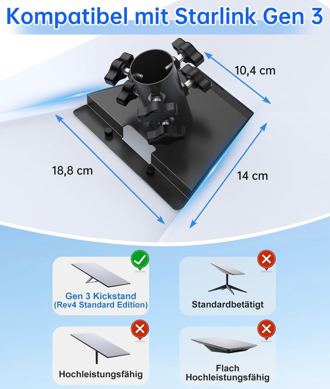 Verbesserte Starlink Mast Halterung, Starlink Gen 3 Rohradapter, Starlink V3 Montageplatte für Dach,