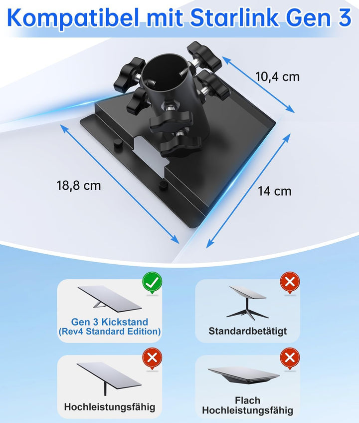 Verbesserte Starlink Mast Halterung, Starlink Gen 3 Rohradapter, Starlink V3 Montageplatte für Dach,