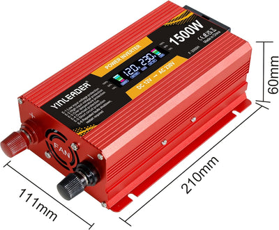 Spannungswandler 750 W/1500 W 12 V 220 V Konverter 12 V 230 V LCD 2 USB Spannungswandler 12 V 220 V,