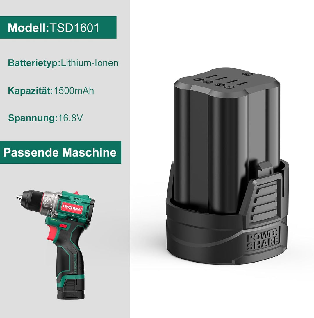 HYCHIKA 16.8V 1500mAh Werkzeugakkus, Kompatibel mit HYCHIKA 16,8 V Bohrmaschine(Modellnummer: NBT-CD