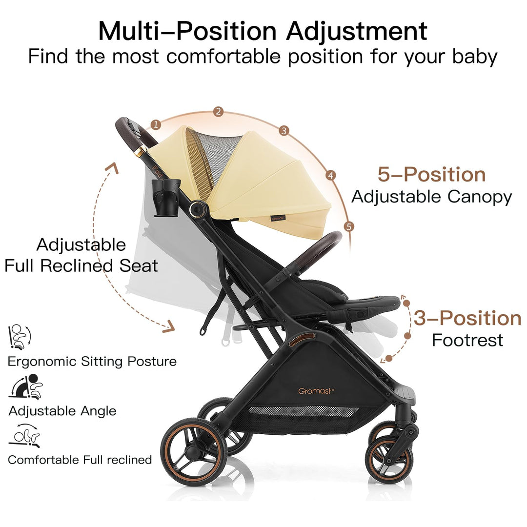 Gravity faltbarer Baby-Kinderwagen, Tragbarer Reise-Kleinkindbuggy Mit Verstellbarer Rückenlehne &amp; S