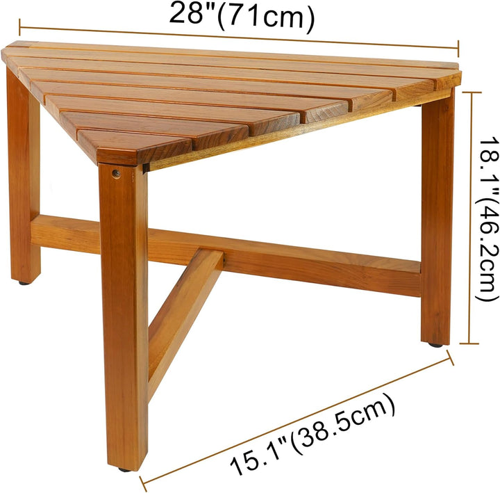 Eck-Duschhocker aus Teakholz,Duschhocker Modern aus Holz, Eck-Duschhocker fürs Badezimmer, Duschhock