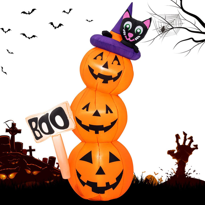Solpex Halloween deko Aufblasbar Kürbis Geist Dekoration 150 cm Eingebaute LEDs Aufblasbare Hallowee