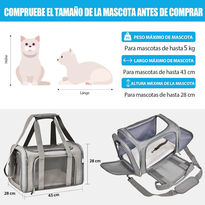 TOFFCAEA Transporttasche für Katze Hund, Hundetransportbox, Faltbare Katzentransportbox, tragbar, 5k