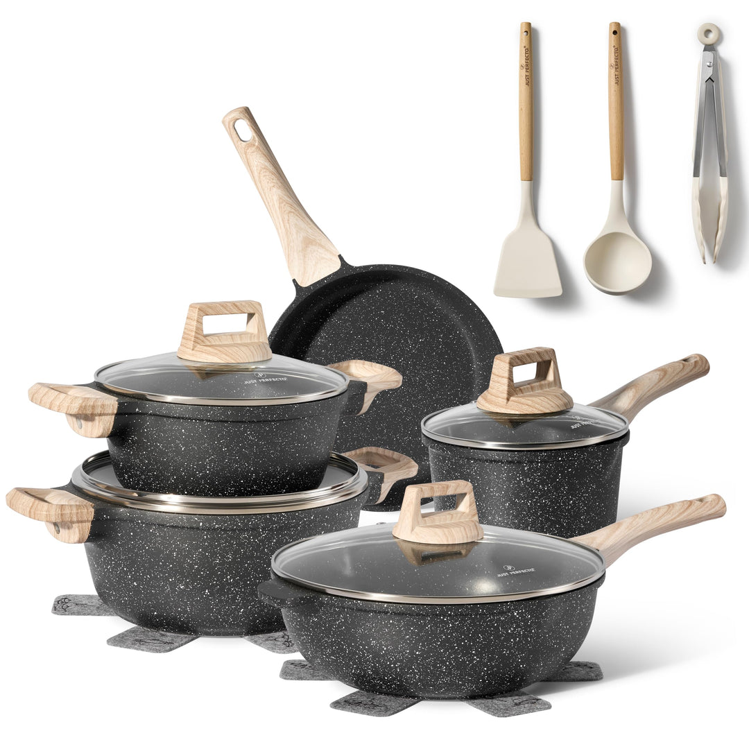 JUST PERFECTO Topf und Pfannenset Induktion - Pfannenset mit deckel - Induktions Töpfe Set - Töpfe u
