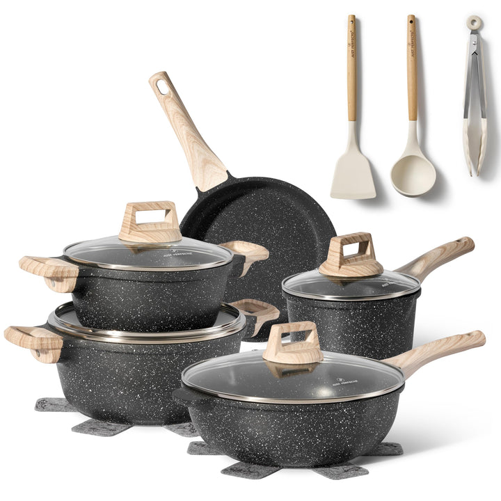 JUST PERFECTO Topf und Pfannenset Induktion - Pfannenset mit deckel - Induktions Töpfe Set - Töpfe u