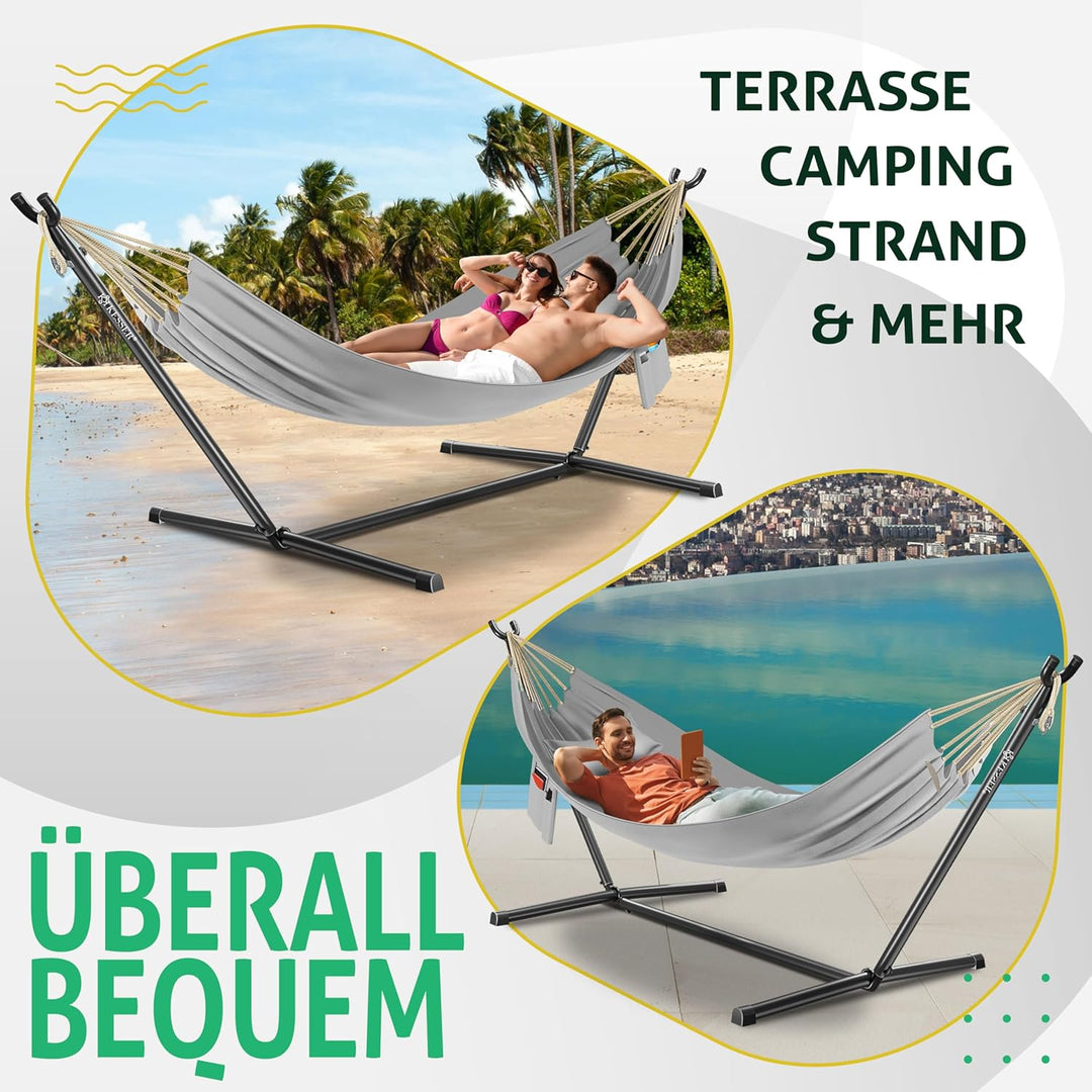 KESSER® Hängematte Lake mit Gestell, Doppel für 2 Personen, 200kg Belastbarkeit, Indoor &amp; Outdoor, X