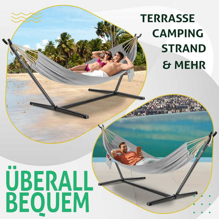KESSER® Hängematte Lake mit Gestell, Doppel für 2 Personen, 200kg Belastbarkeit, Indoor &amp; Outdoor, X