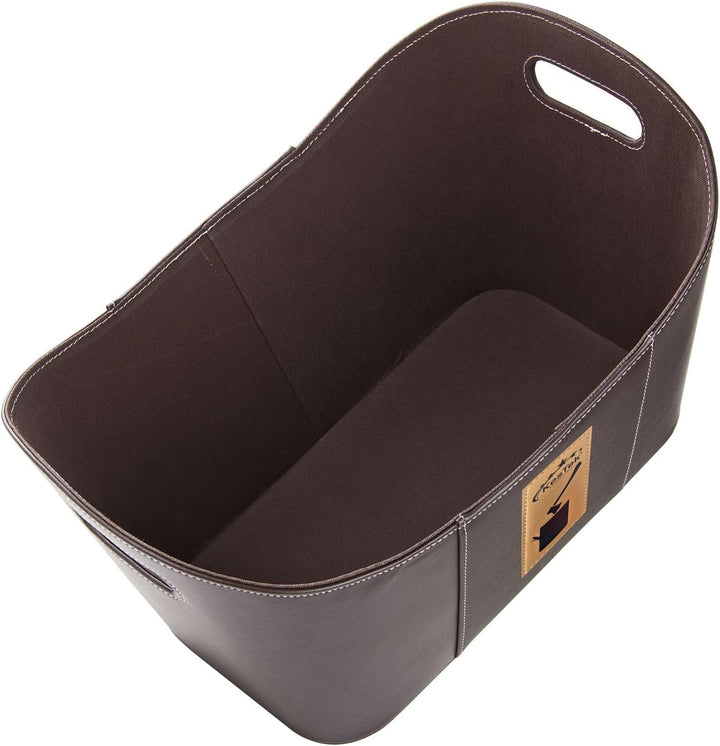 Holzkorb Tasche Korb Kaminholzkorb Brennholzkorb Feuerholzkorb Brennholzholztasche Kunstleder braun