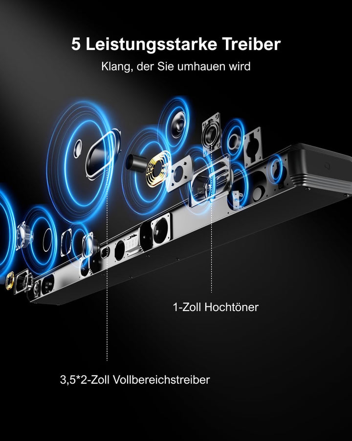 ULTIMEA 5.0ch Soundbar für TV Geräte, Soundbar mit RGB-Beleuchtung für Heimkino, teilbare TV Soundba